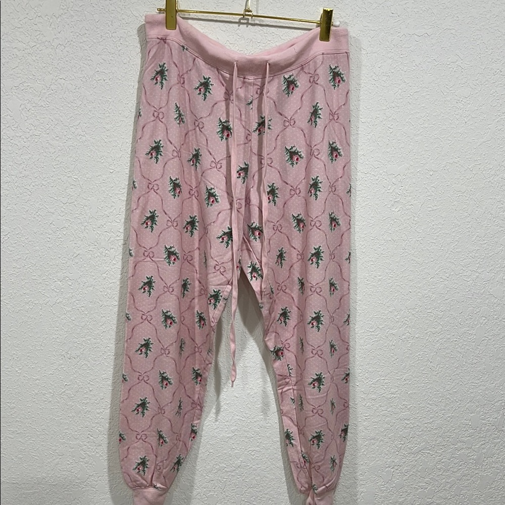 Selkie Pink Jogger Pants with Floral Print